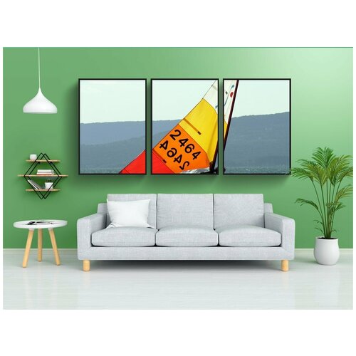 фото Набор модулных постеров для интерьера "прибой, всадник, серфить" 60x90 см. в тубусе, без рамки lotsprints