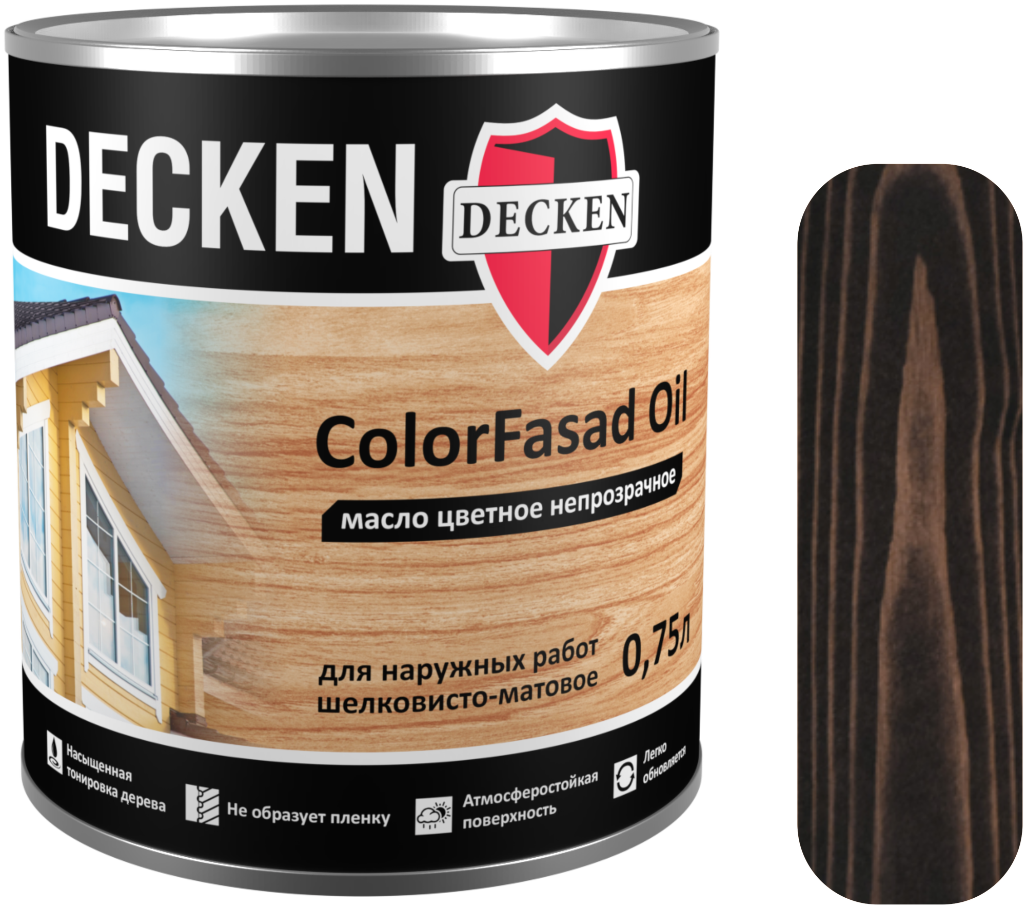 Масло цветное непрозрачное Decken ColorFasad Oil тёмно-коричневый 0,75 л