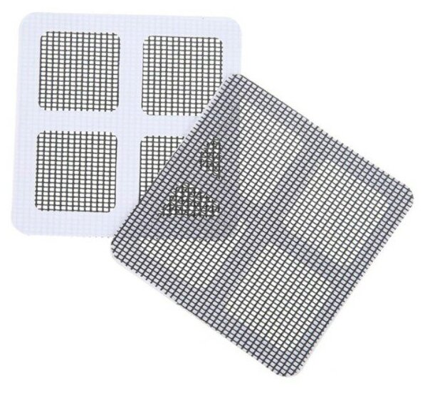 Заплатки самоклеящиеся для ремонта москитной сетки 2 шт 10х10 см / Ремкомплект для антимоскитной сетки / Клейкая сетка из стекловолокна цвет серый