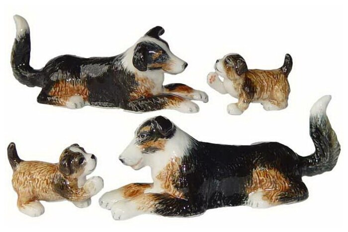 Набор фарфоровых фигурок KLIMA "Собака и щенок", 4шт, 7см (Франция)