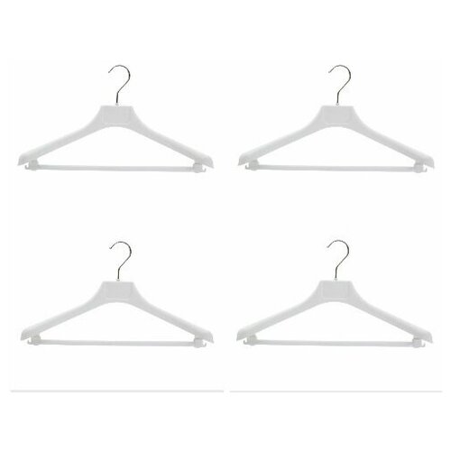 Плечики универсальные 42 см, цвет белый, 4 шт, предназначены для удобного хранения повседневной или верхней одежды. Надежная вешалка подходит для любо