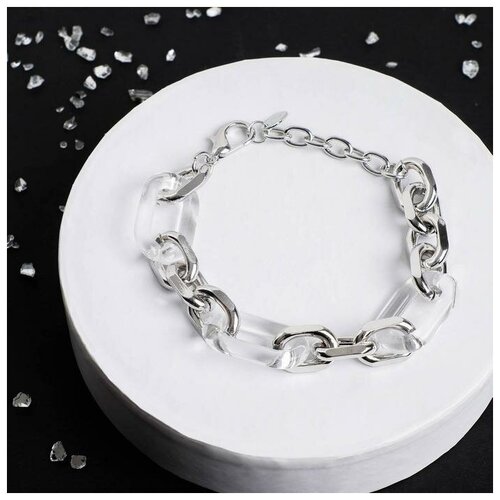 фото Queen fair браслет пластик "цепь" полупрозрачные вставки, цвет серебро, l=20см