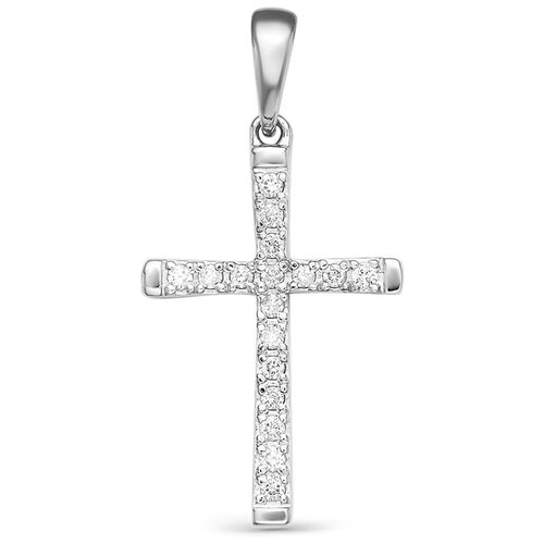 фото Декоративный крест с 17 бриллиантами 0.119 карат из белого золота 61549 vesna jewelry