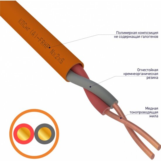 Кабель огнестойкий Rexant КПСнг(А)-FRHF 1x2x0,50 кв. мм (бухта 200 м)