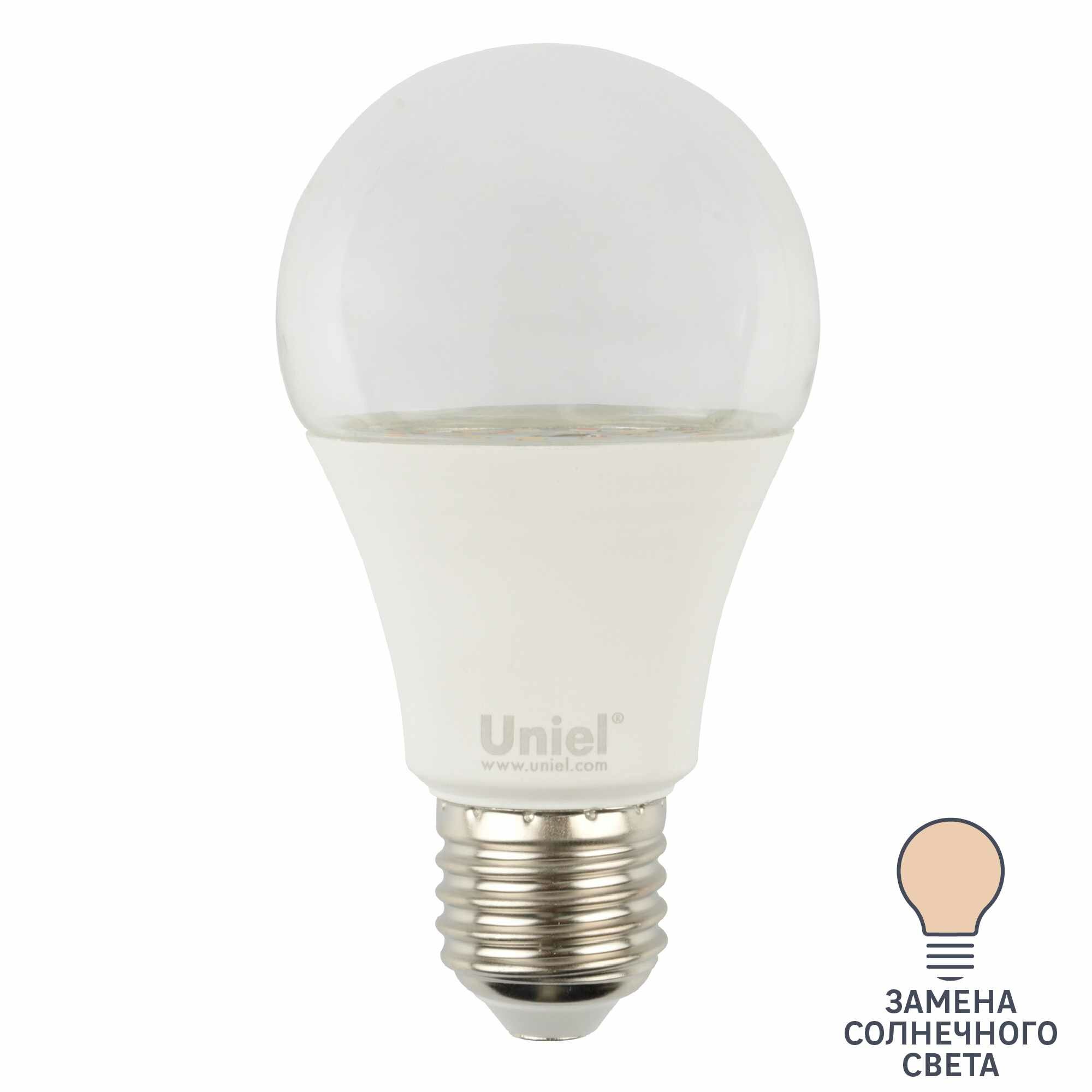 Фитолампа светодиодная для растений Uniel Е27 220 В 10 Вт полноспектральный нейтральный белый свет