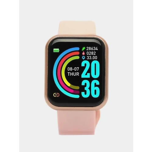 Смарт-часы фитнес браслет Y68 розовые 25000₽