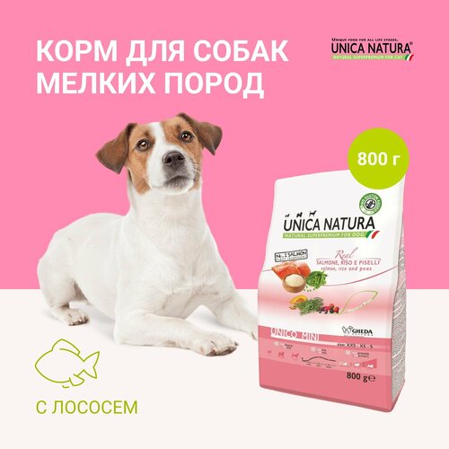 Сухой корм для собак мелких пород Unica Natura с лососем 800 гр 746₽