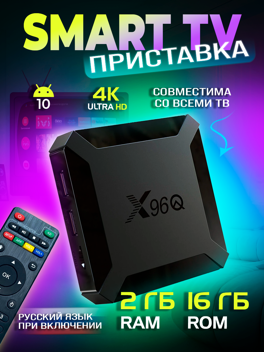 Приставка для телевизора медиаплеер X96Q 2/16GB
