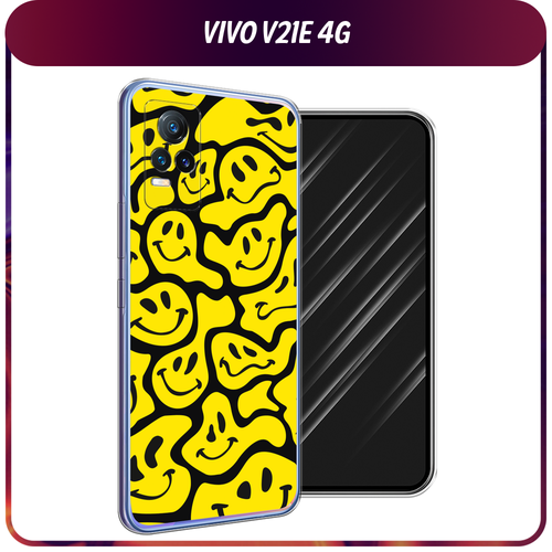Силиконовый чехол на Vivo V21e 4G / Виво V21e 4G Расплывчатые смайлики желтые силиконовый чехол на vivo v21e 4g виво v21e 4g за империю