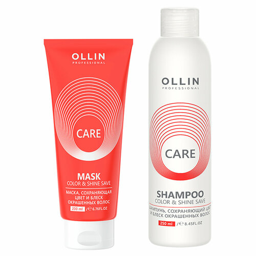 Набор CARE для окрашенных волос OLLIN PROFESSIONAL color & shine save 250+200 мл greymy шампунь zoom color для окрашенных волос 250 мл