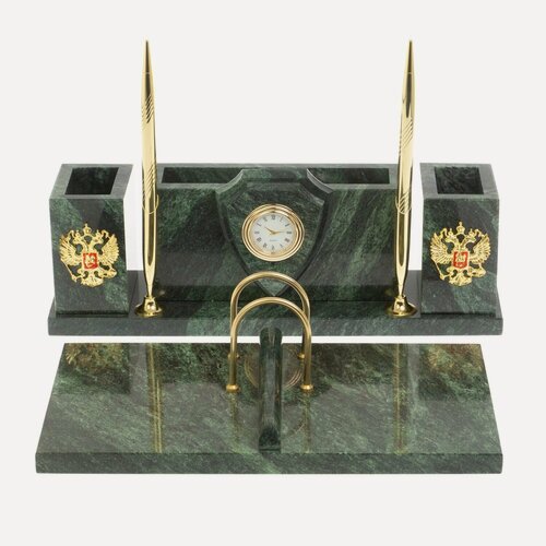 Изображение товара Настольный набор "Щит" из шабровского змеевика 127214