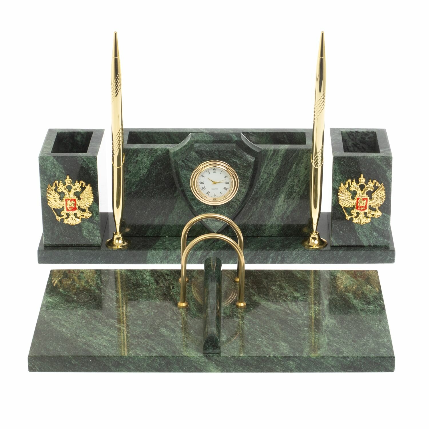 Настольный набор "Щит" из шабровского змеевика 127214