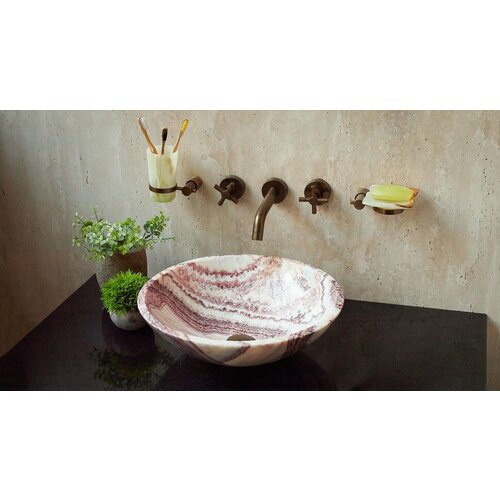 Красная раковина для ванной Sheerdecor Sfera 001079111 из натурального камня оникса