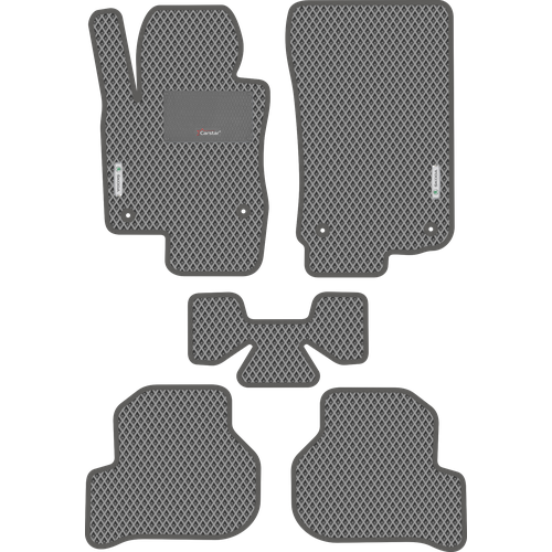 фото Автомобильные коврики eva для skoda octavia ii a5 (2004-2009), с каучуковым подпятником и 2 эмблемами skoda, серые с серым кантом, ячейка - ромб carstar