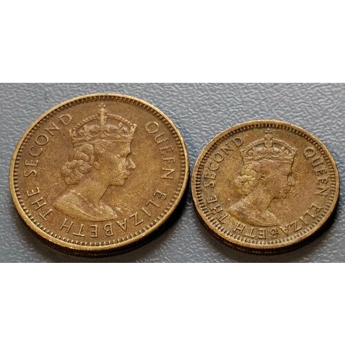Набор 2 монеты Британский Гонконг. 5 и 10 центов. Королева Елизавета. Из обращения. гонконг 10 центов 1900 г h 2
