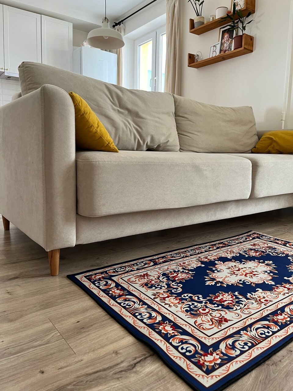 фото Ковер напольный синий 150х200