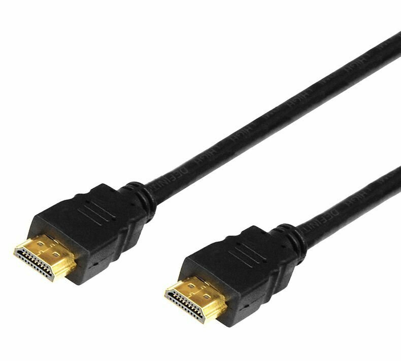 Кабель HDMI (REXANT (17-6203) шнур HDMI - HDMI С фильтрами, длина 1,5 метра (GOLD) (PVC пакет))