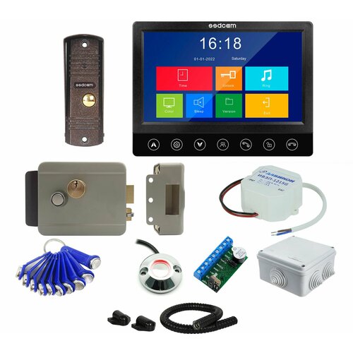 Комплект видеодомофона SSDCAM 7 сенсорный черный с электромеханическим замком считывателем и ключами TM дома магазина на калитку 50 15300₽