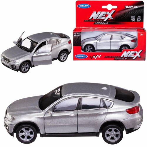 Машинка Welly 1:38 BMW X6 серебряная 43617W/серебряная модель машины welly 1 38 bmw z4 conveertible голубой 42328c