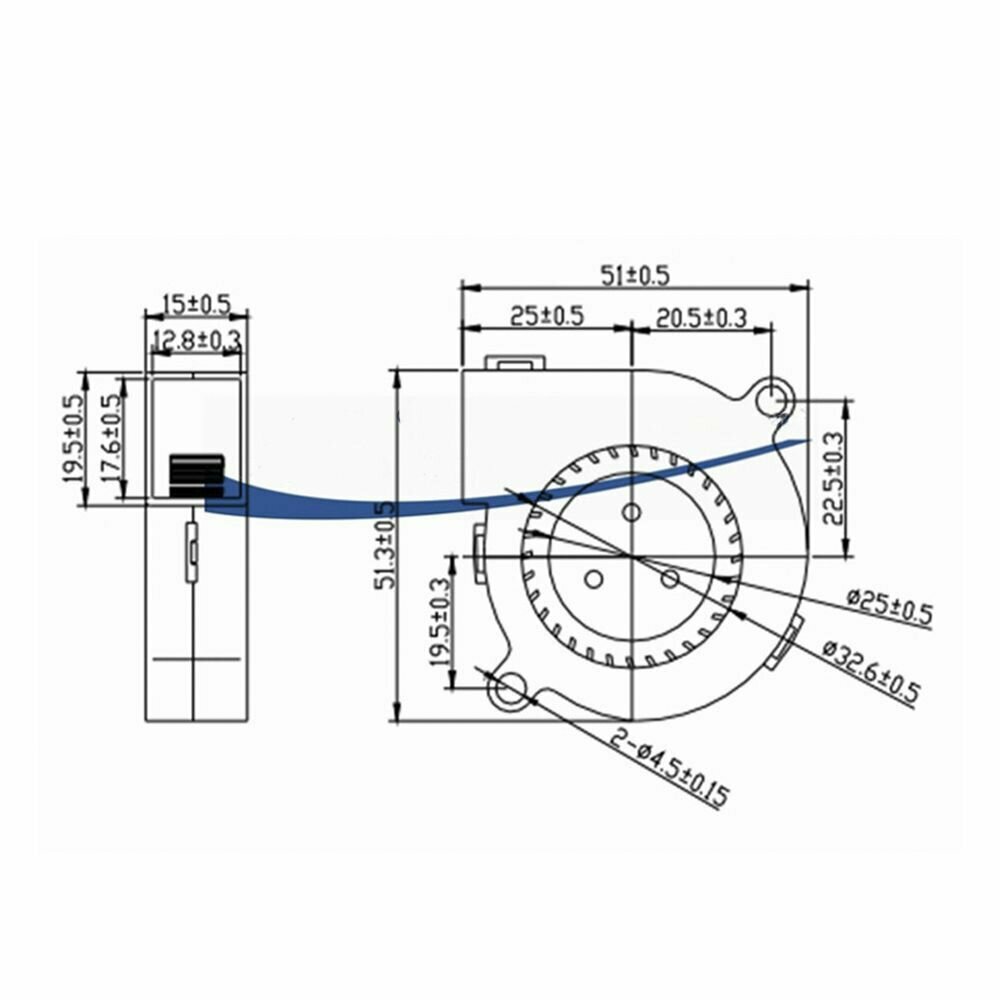 Вентилятор радиальный 5015, 12V центробежный, улитка. Кулер радиальный для 3D принтера, экструдера, дымогенератора.