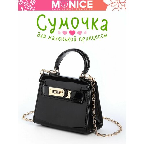 Сумка мессенджер MONICE фактура лаковая черный 700₽