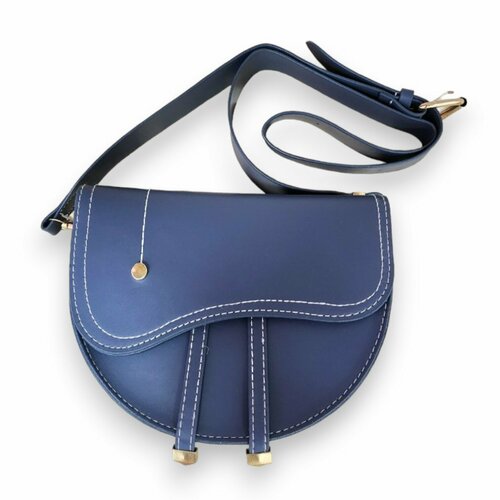 Сумка седло Evangelina May, фактура гладкая, синий