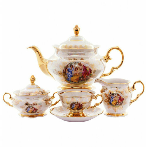 Чайный сервиз на 6 персон 15 предметов Chodov Корона Аляска Мадонна перламутр 083809 28600₽