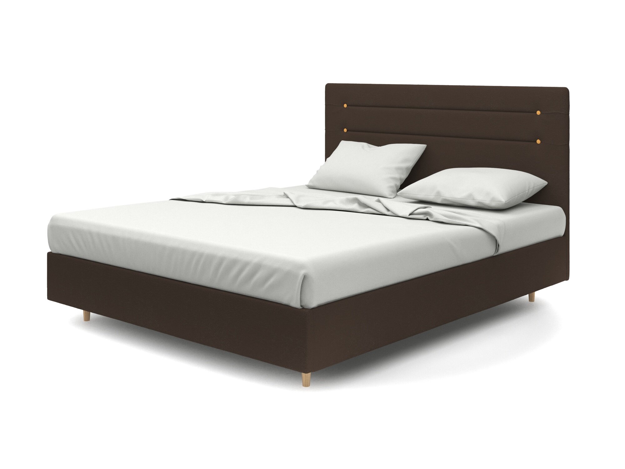 Двуспальная кровать Soft Element Серна 160х200 Brown, с мягким изголовьем, с подъемным механизмом, с ящиками, велюр, на ножках