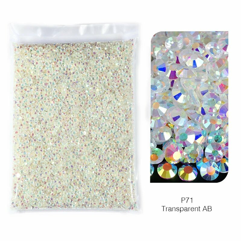 Стеклянные стразы для ногтей Oleeya, clear AB, SS30-2880Pcs