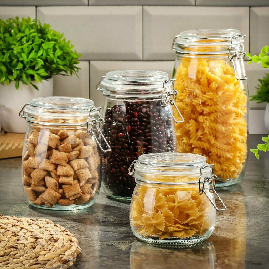 Банка для сыпучих продуктов, стекло, 0.7 л, с крышкой, с ключом, Y3-1367/318558 — фото 1