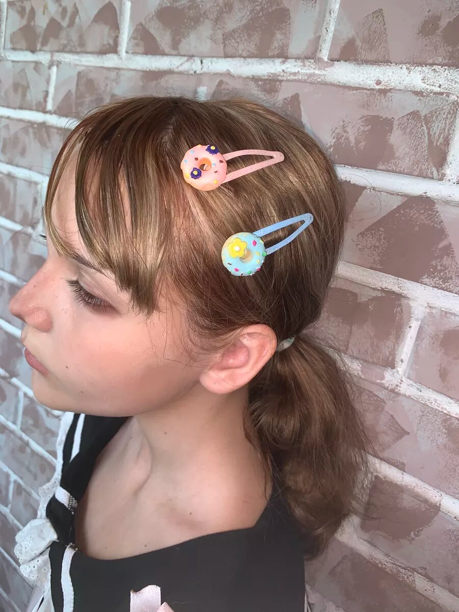 Набор заколок клик-клак пончики 4 шт. — фото 1