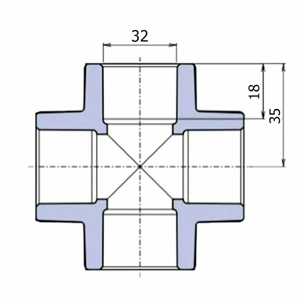 Комплект крестовин Wavin D32 2 штуки — фото 1