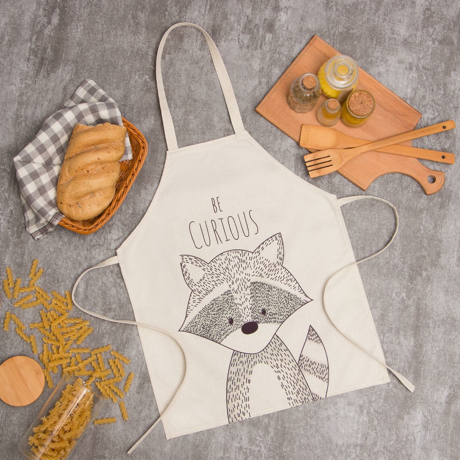 Фартук Этель Be Curious 50% полиэстер 50% лен бежевый размер 40x50 см