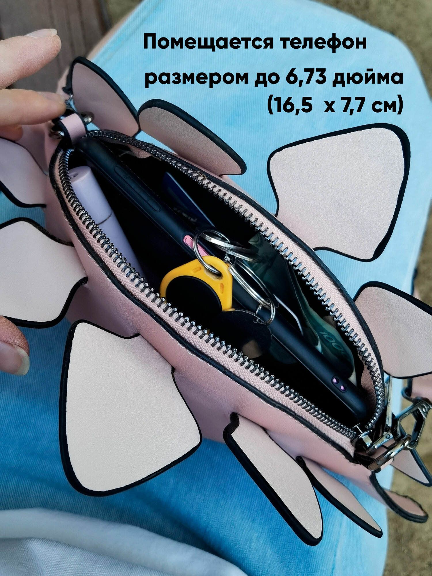 Сумка кросс-боди , фактура гладкая, розовый — фото 1