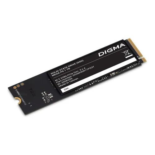 SSD накопитель Digma Mega P5 DGSM3001TP53T 1ТБ, M.2 2280, PCIe 3.0 x4, NVMe, M.2, rtl