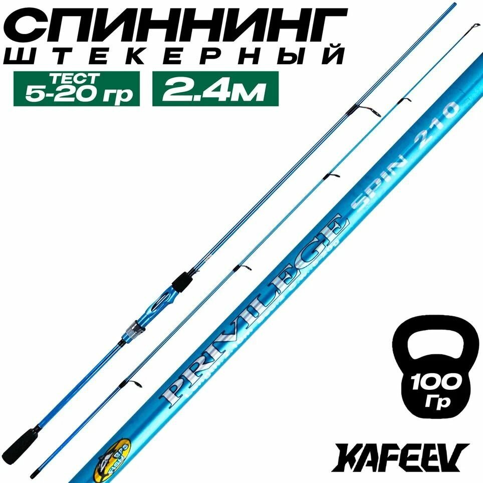 Спиннинг для рыбалки 240 см PRIVILEGE Тест: 5-20 г Быстрый строй blue