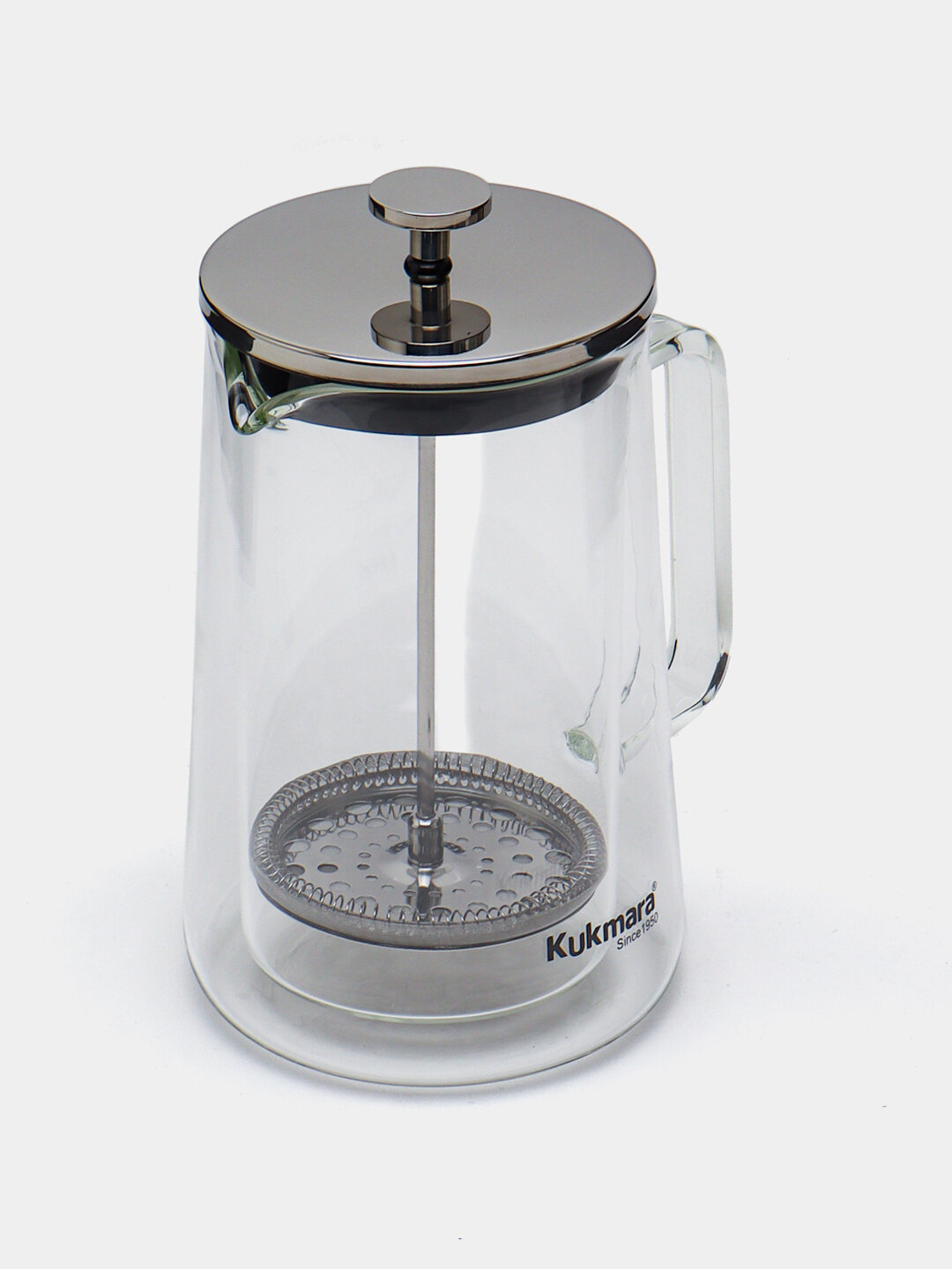 Стеклянный чайник Kukmara French Press, объём 1 л, с фильтром из нержавеющей стали, удобный для заваривания чая и кофе