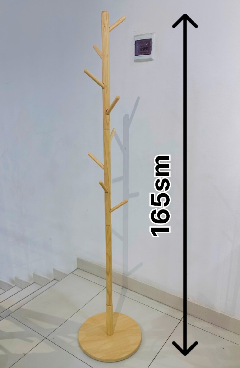 Вешалка, напольная вешалка дерево, с дополнительной перекладиной, нагрузка до 40 кг