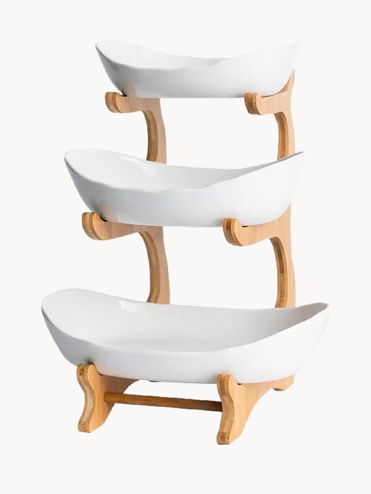 Фруктовница Без бренда, белая, 3 блюда, подставка, диаметр 28 см