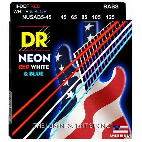 фото Dr strings nusab5-45 high-def neon струны для 5-струнной бас-гитары