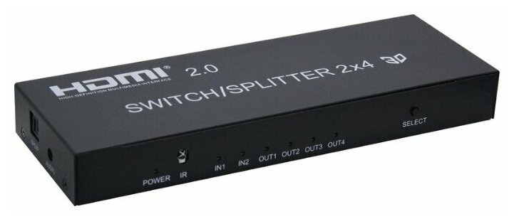 Переключатель/Разветвитель HDMI 2х4 + audio Ultra HD V2.0 (4Кх2К,3D) /VConn/