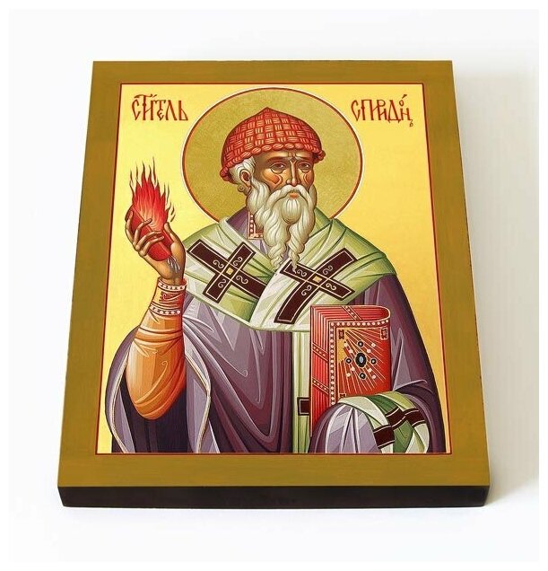 Святитель Спиридон Тримифунтский, икона на доске 8*10 см
