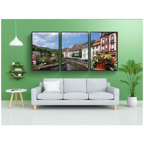 фото Набор модулных постеров для интерьера "wissembourg, виноградники, франция" 60x90 см. в тубусе, без рамки lotsprints