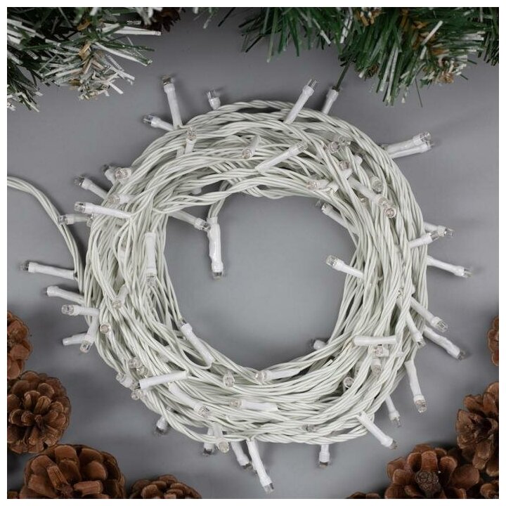 Гирлянда "Нить" 10 м , IP20, белая нить, 100 LED, свечение жёлтое, 8 ...