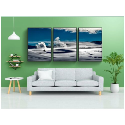 фото Набор модулных постеров для интерьера "йеллоустонский национальный парк, снег, поля" 60x90 см. в тубусе, без рамки lotsprints