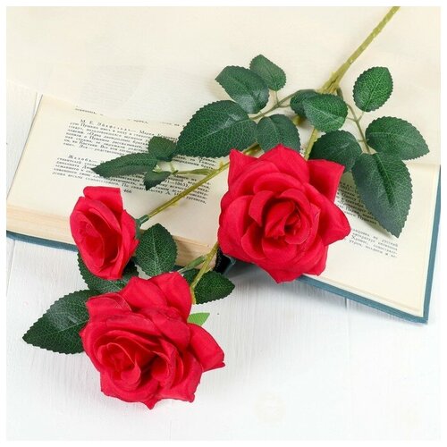 Romanoff Цветы искусственные "Роза тройная" 6х61 см, красный
