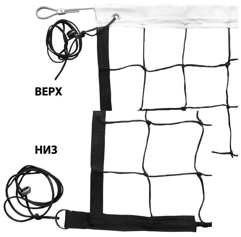 Сетка Made in Russia волейбольная FS№6 (нить шнуровая) - черный тренировочный полипропилен
