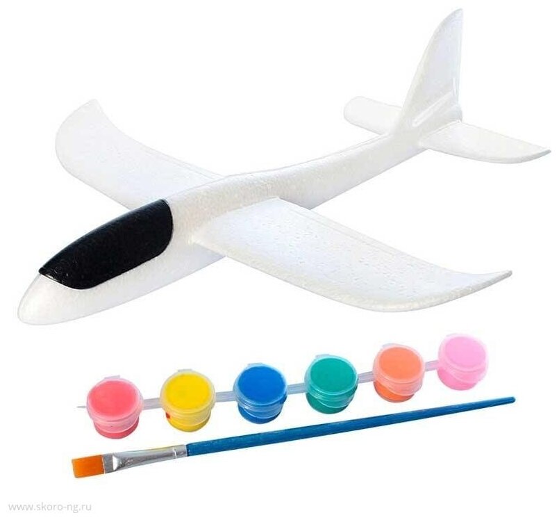 Самолет - Метательный планер 48 см с красками в комплекте