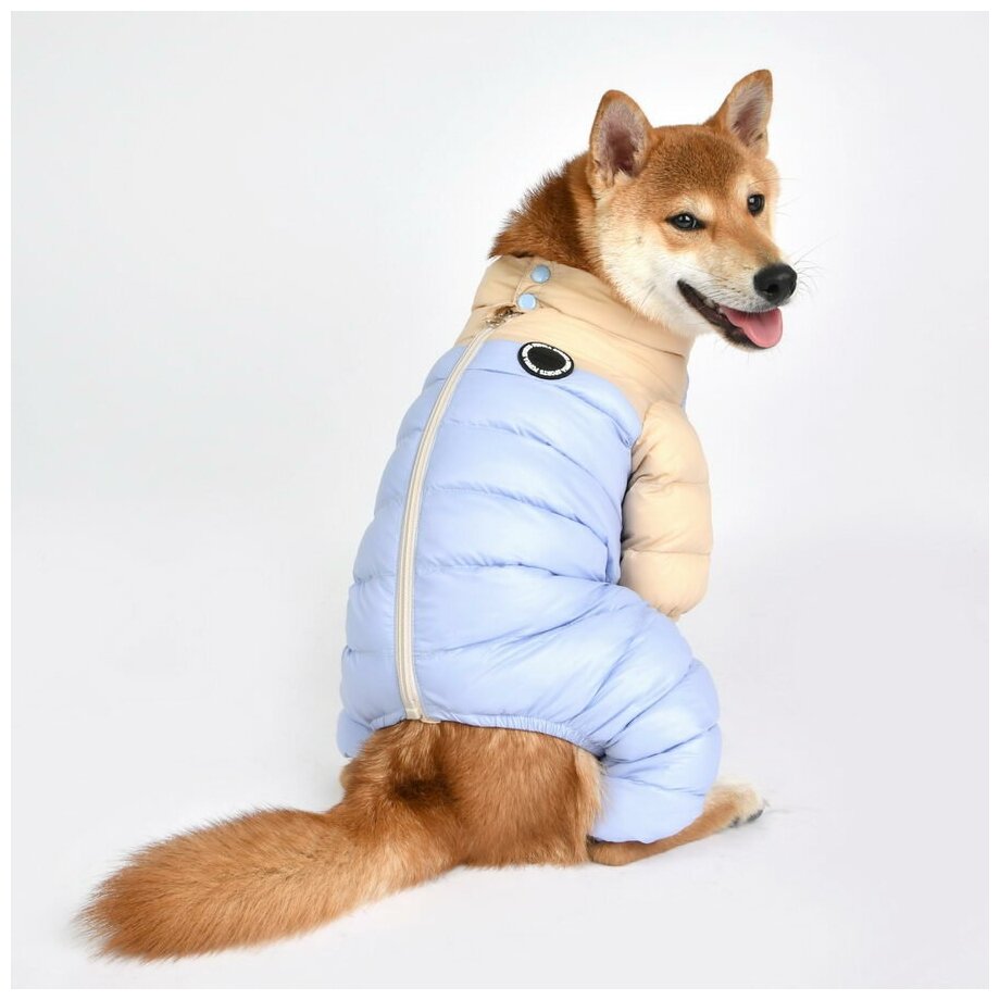 Комбинезон для собак утеплённый PUPPIA "Ultra Light Pastel", бежево-голубой, XL (Южная Корея) - фотография № 3