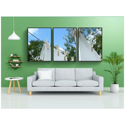 фото Набор модулных постеров для интерьера "белый, прачечная, висит" 60x90 см. в тубусе, без рамки lotsprints